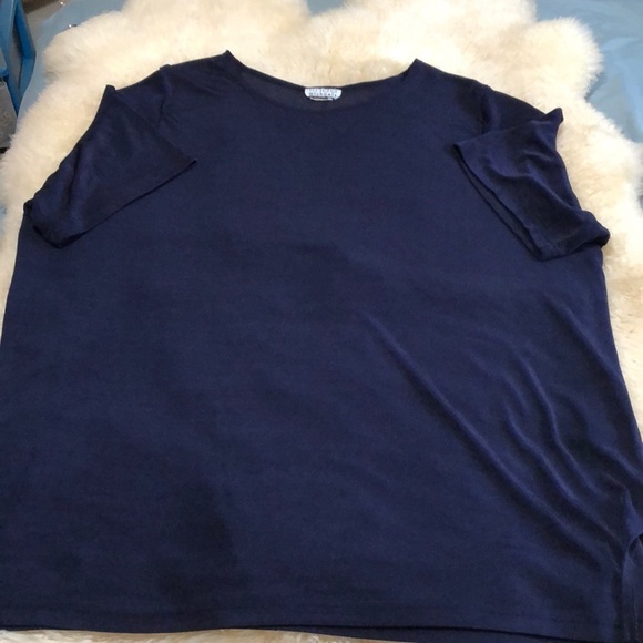 Dark blue poly spandex shirt sleeve top size 4x - Picture 1 of 10